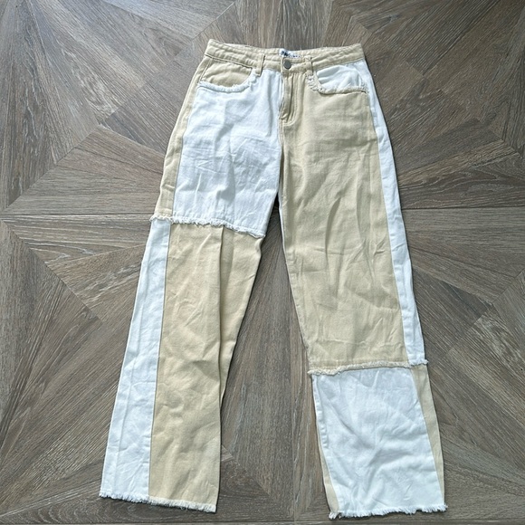 Princess Polly patchwork straight leg jeans in size 4. - Picture 1 of 3
